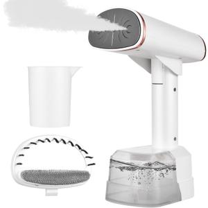 LANRU Handheld Steamer for Clothes 1500 Watts 20s Fast Heat-up 2 Modes 400ml Water Tank Portable Foldable Fabric Steamer for Travel/Home/Office, White