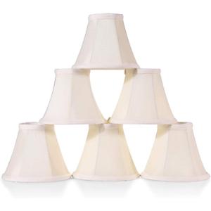Wellmet Chandelier Shades, ONLY FOR CANDELABRA BULBS, Clip-on Fitter Lamp Shades, 3" X 6" X 5", 6 pcs Set (Bell-3x6x5 inches, Cream white)