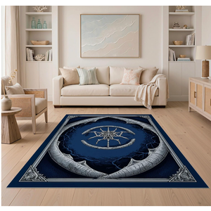 5'x7' Midnight Blue Haunted Staircase Round Ultra-Soft Area Rug