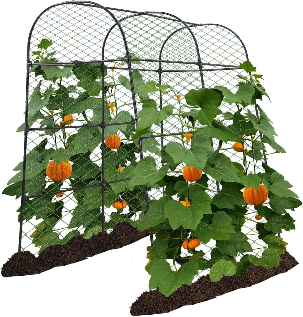 AlisisFores Garden Arch Trellis for Climbing Plants Outdoor 7.2 ft Height Large Tunnel Trellis Support for Vegetables Plant Cucumber Trellis for Garden Raised Bed, Black, 70.8 inches x 86.6 inches