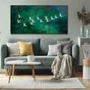 NBAODAN Green Pictures Wall Decor White Bird Animal Wall Art Landscape Canvas Art Vintage Home Decor Artwork for Dining Room Bedroom 24"x 48"