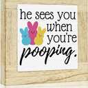 Easter Bathroom Decor for Home He Sees You When You're Pooping Bathroom Decor Easter Decorations for Toilet Restroom Washroom 6 x 6 inches