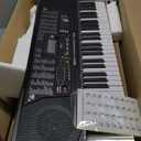 61 Key Portable Electronic Keyboard Piano w/Lighted Full Size Keys, LCD, Headphones, X-Stand, Stool, Music Rest, Microphone, Note Stickers, Built-In Speakers,3 Teaching Modes