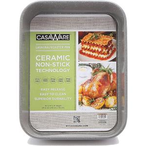 casaWare Ceramic Coated NonStick Lasagna/Roaster Pan 13 x 10 x 3-Inch (Silver Granite)