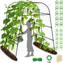 7.2FT Garden Arch Trellis for Climbing Plants, Heavy Duty 66" Wide Walk-Through Metal Arch with Netting, Wind-Resistant Vertical Garden Support for Cucumbers, Roses, Beans, Squash (7.2' Arch), 86.6" Tall x 70.8" Wide