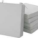 Outdoor Chair Cushions, Water-Resistant & Fade-Resistant, Patio Furniture Seat Replacement Chair Pads with Ties Zipper, Removable Cover, Non-Slip Bottom, Set of 6, 17 x 16 Inch, Light Grey