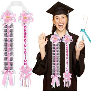 NUOLAN Class of 2026 Graduation Money Leis, Double Braided Lei for Graduation, Ribbon Lei DIY Graduation Garland Perfect Cash Gift for High School College Graduates Party Supplies