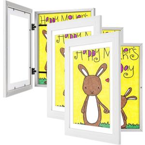 3-Pack White Kids Art Frames - 10x12.5 with Mat, 8.5x11 Without Mat, Changeable Front Opening, Holds Drawings, Crafts, Artwork