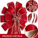 SY Super Bang Velvet Christmas Tree Topper, Red/Gold 48x12 Inch Christmas Bow Tree Topper for Xmas Tree Decorations, for Xmas Ornaments Holiday Home Indoor/Outdoor Wedding Thanksgiving Decor.