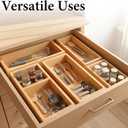 Bamboo Drawer Organizer 5 Pcs for Kitchen Multi-purpose Storage Dividers for Kitchen, Office, Jewelry, Cosmetics, Wooden Drawer Dividers for Drawer Organizer Desk Organizer Gift for Women Gifts Idea