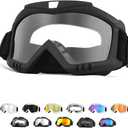 Dirt Bike Goggles, Windproof ATV Off-Road Goggle, Wide Vision Riding Motorcycle Goggles, Motorcycle Accessories (Black-Transparent)