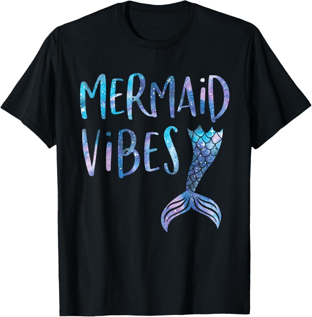 Mermaid Vibes Cute Funny Mermaid Tail Birthday Party T-Shirt Small