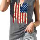 MAIHUN American Flag Tank Tops for Women 4th of July Shirts Ring Hole Sleeveless V-Neck T-Shirt Patriotic Tees (Gray, S)