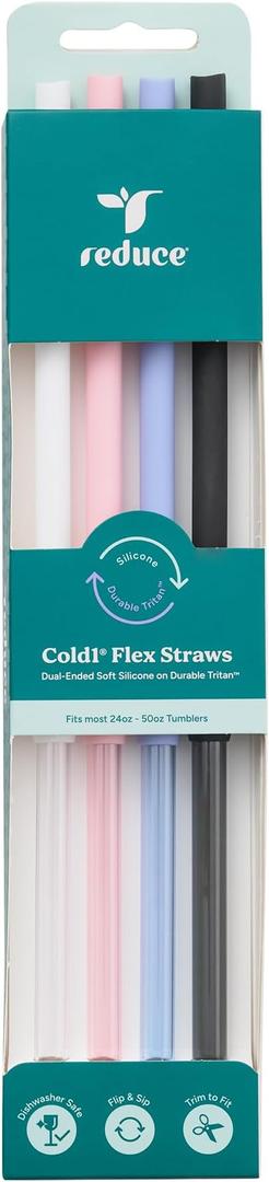 Reduce Touch Cold1 Flex Straws 4 Pack Reusable, Easy to clean 24oz-50oz Missing one