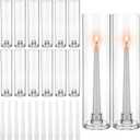 36 Pcs 12" Tall Hurricane Glass Candle Holders with Taper Candles
