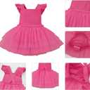 ODASDO Baby Girl First Birthday Cake Smash Outfit Flutter Sleeve Princess Tutu Tulle Romper Dress with Tiara Headband (M)