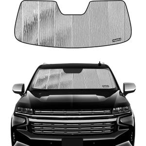 Windshield Sunshade for Cadillac/Chevy/GMC Escalade Suburban Tahoe Yukon 2021-2025, Reversible Silver/Black (AstraGuard)