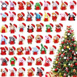 50 Pcs Mini Stuffed Animals Bulk Cute Safari Jungle Small Plush Doll Toy Set Tiny Plush Keychain Decoration Party Favor Gift Carnival Classroom Prize(Santa Style,Cute Color)