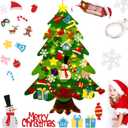 2 x Montessori Felt Christmas Tree for Toddlers, 3ft DIY Felt Christmas Tree Set, Including 32 Decorative Items and LED Lights  Suitable for bedrooms,Door Wall, Window Decor Hanging Decorations