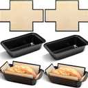 4 Pcs Loaf Pan with Liners Set 9 x 5 Inch Non-stick Bread Pan and Silicone Loaf Liners for Homemade Baking Carbon Steel Rectangular Baking Tray for Kitchen Sourdough Sandwich Home(Black)