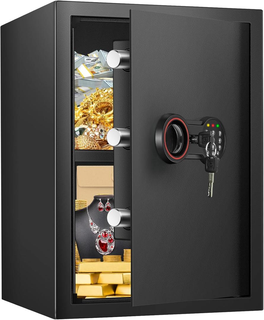 3.3 Cub Large Home Safe Fireproof Waterproof, Anti-theft Fireproof Safe Box with Programmable Keypad, Spare Keys and Removable Shelf, Digital Security Safe for Home Money Firearm Documents Medicines