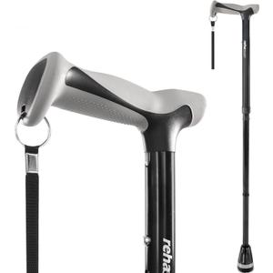 Rehaescort Walking Cane, Folding, Adjustable, Lightweight, Walking Canes for Men & Women, Soft Ergonomic Handle, Heavy Duty All Terrain Tip, Walking Sticks for Seniors & Adults with Travel Bag
