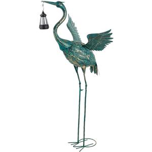 DREAMSOUL Heron Garden Statues 40.5 Inch Tall Crane Bird Statue, Standing Solar Outdoor Statues for Patio Pool Lawn Decoration