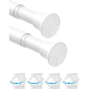 Tension Curtain Rods for Windows 24-48Inch 2Pack Spring Adjustable Curtain Rods No Drilling White Tension Rod Expandable Pressure Spring Tension Rod for Closets