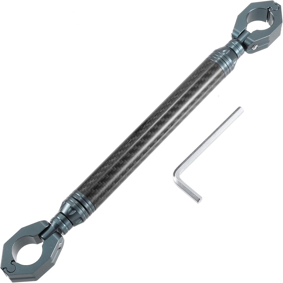 X AUTOHAUX Universal 22mm Aluminum Alloy Carbon Fiber Pattern Titanium Tone Motorcycle Balance Bar Crossbar Handlebar Adjustable Motorbike Accessories