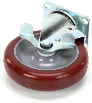Carter Hoffmann 18301-5222 5 Inch Swivel Red Poly Caster with Brake