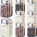 Yaomiao 12 Pcs Jars with Metal Lids and Wood Spoons 9.5 oz Spice Jars Airtight Small Food Storage Containers with Screw Top Lids for Kitchen Bathroom Seasonings Candy Cookie Tea Home Decor