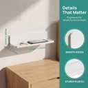 Wall Mounted Small Floating Shelf Stick On Wall Shelves for Bedroom,Kitchen,Bathroom Bedside Shelves to Display Speakers,Photo Frame,Watch,Keys,Cosmetics-Damage Free-Plastic-White(2Pcs/Set)