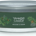 Yankee Candle Baldam & Cedar Scented, Signature 12oz Medium Tumbler 5-Wick Candle, Over 16 Hours of Burn Time