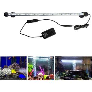 19 inches LED Aquarium Light, 10W Fish Tank Light Underwater Light Submersible Crystal Glass Lights, 9.2ft/2.8m Long Wire Length, White