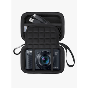 Lacdo Camera Carrying Case for Canon PowerShot SX740 / SX730 / SX720 / SX620 Digital Camera Protective Storage Trave Bag, Mesh Bag Fits Batteries, Cable, Memory Card, Card Reader, Black+Black