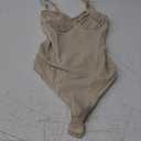 SHAPERX Women's Shapewear Bodysuit Tummy Control Body Shaper Seamless Sculpting Snatched Waist Body Suit (Small/Medium, Beige Thong)