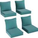 Aoxun Replacement Cushions for Outdoor Furniture, 4-Piece Outdoor Cushions for Patio Furniture, Deep Seat, Waterproof & Fade Resistant Couch Cushion for 4-Seat Patio Conversation Sets, Sky Blue