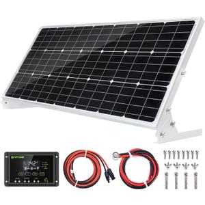 Topsolar 100W 12V Solar Panel Kit Battery Charger 100 Watt 12 Volt Off Grid System for Homes RV Boat + 30A Solar Charge Controller + Solar Cables + Brackets for Mounting