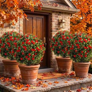 Lunmon 4 Pack 24 Inch Artificial Topiary Trees Outdoor, Red
