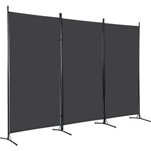 FDW 3-Panel Room Divider Privacy Screen, 6FT Portable Folding Partition with Metal Frame (102" W x 70" H) for Office/Home Use, Grey