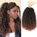 SamBraid Goddess Locs Crochet Hair 14 Inch, 8 Packs New Goddess Faux Locs Crochet Hair for Black Women, River Locs with Curly Ends (14Inch, T1B/30, 8Packs)