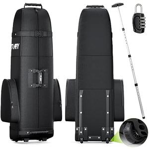 APTY Padded Golf Club Travel Bag with Wheels, Golf Luggage Case Cover for Airline - with Luggage Lock, Waterproof Coating Layer, 1680D Wear-Resistant Oxford