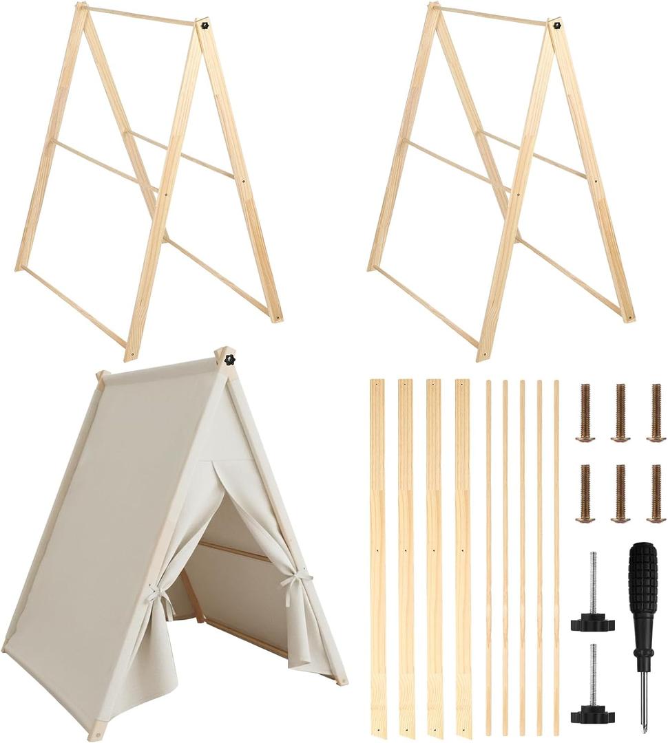 2 Set Wooden Teepee Frame Poles for Tent, 49 x 39 x 38.5 Inches