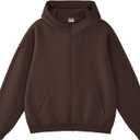 FAIABLE Mens Zip Up Hoodies with Pockets Oversized Sweatshirt Winter Long Sleeve Jackets Fleece Fall Outfits 2025 (Medium, Coffee)