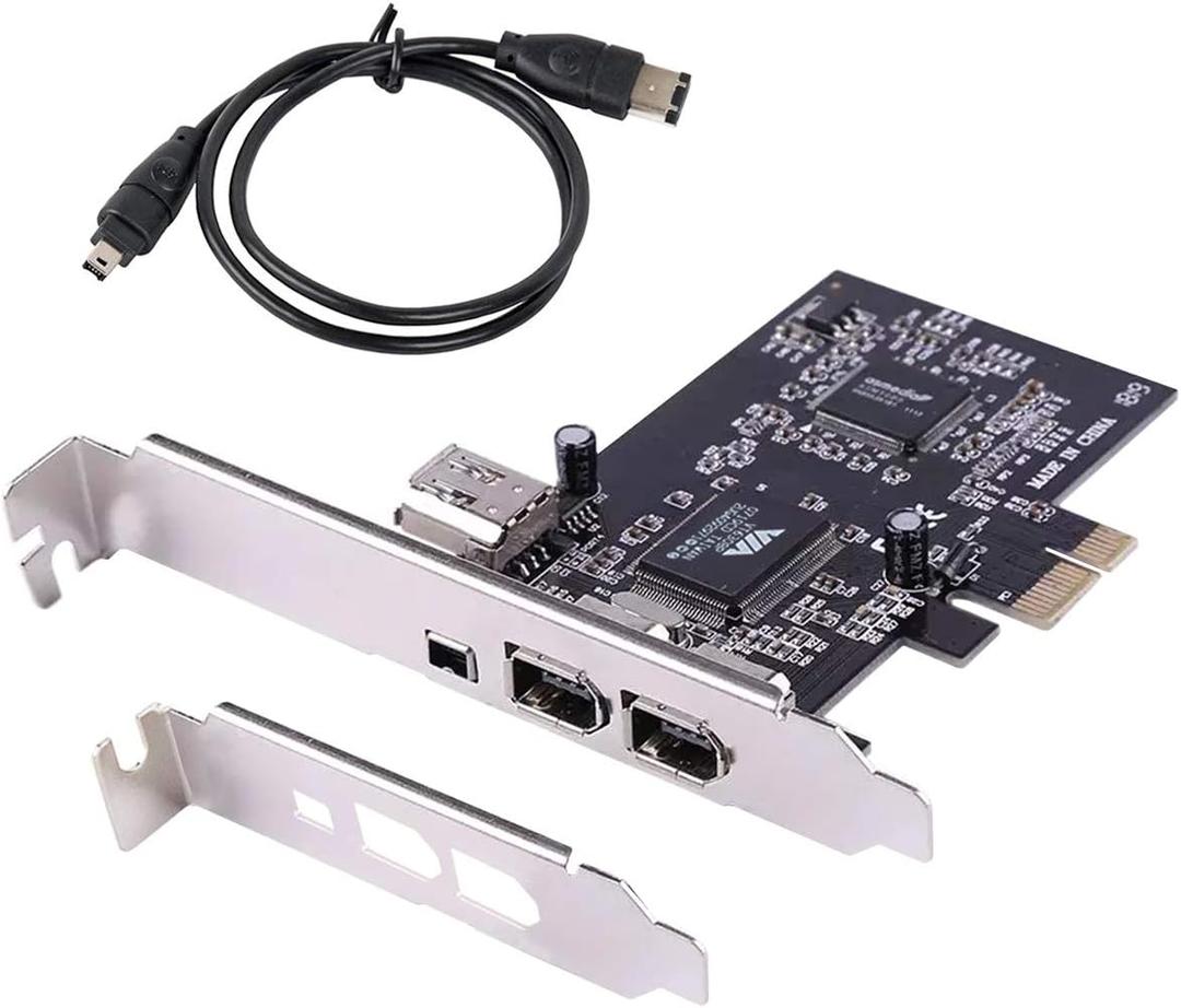 PCIe Firewire Card for Windows 10, IEEE 1394A PCI Express Controller 4 Ports(3 x 6 Pin and 1 x 4 Pin), 1394a Firewire 400 Adapter for Windows 7/8/Mac OS with Low Profile Bracket and Cable