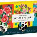 Galison Kitty McCall Puzzle Set, Includes 3 Coordinating 120Piece Puzzles, 5.5” x 8” Each – Art Puzzle with Illustrations with Vibrant Colors, Thick Sturdy Pieces, Challenging Family Activity