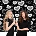 8x6ft Black Heart Backdrop 90s Backdrops for Photoshoot Valentines Decor Banner Birthday Props X-14