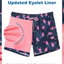 SURF CUZ Mens Swim Trunks with Compression Liner Quick Dry Swim Shorts Swimming Trunks 2 in 1 Bathing Suit Zipper Pockets (XX-Large, Dark Tropical Flamingo)