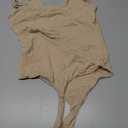 PINKMSTYLE Womens Crew Neck Sleeveless Bodysuit Double Lined Stretchy Fitted Basic Thong Body suit Tank Tops (Beige, S)
