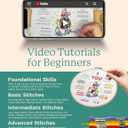 Bradove Embroidery Kit for Beginners, Learn to Embroider Top 29 Stitches and Cute Patterns with Video Tutorial and Instruction Booklet, Beginner Embroidery Kit for Adults Kids